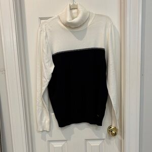 Calvin Klein Black and Cream Turtleneck Sweater